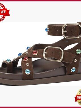 Women's Flat Sandals Platform Ankle Wrap Molded Footbed Bohemian Retro